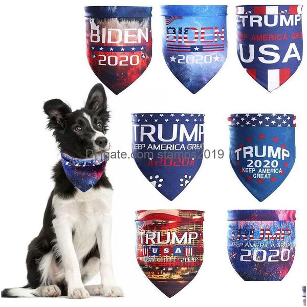 Köpek Giyim Biden Trump Evcil Hayvan Scarves ADTS Sihirli Scarf Amerikan Başkanı Seçim Donald Mektubu Türban Köpekleri Kedi Bandanas DBC DROP D DHDOF