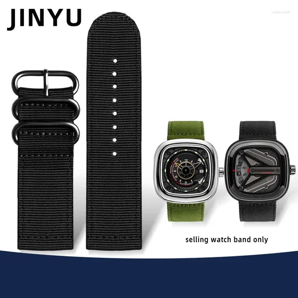 Assista Bandas 26mm 28mm Tamanho Grande Nylon Strap Masculino para Sete na Sexta-Feira M2 / Q201 / 02/03 Banda Exército Verde Acessórios de Pulso