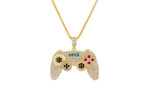 Anhänger Halsketten Spielkonsole Griff mit 4mm breite Seil Kette Geschenk Schmuck Voller Strass Für Männer Frauen Hip Hop