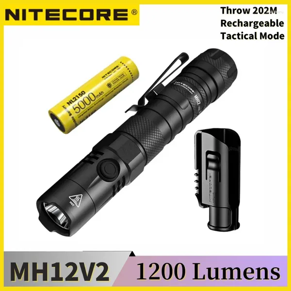 Taschenlampen Taschenlampen NITECORE MH12 V2 1200 Lumen XP-L2 V6 LED USB-C wiederaufladbare Taschenlampe inklusive 5000 mAh NL2150 Akku Outdoor Search