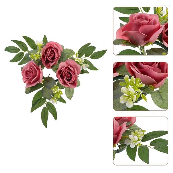 Flores decorativas 2 peças suporte de rosa anéis de flores janela mesa de casamento peça central guirlandas pano