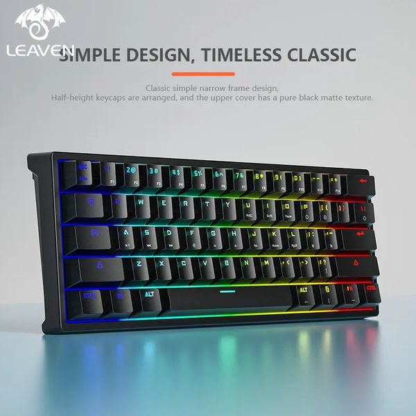 LEAVEN K620 Kabelgebundene mechanische Tastatur, 61 Tasten, RGB-Lichter, E-Sport, Gaming, Büro, Persönlichkeitstaste, Computerzubehör 240119