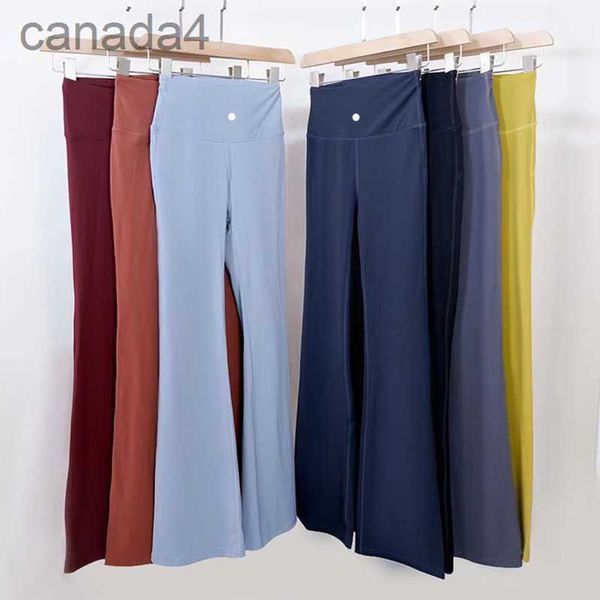 Pantaloni da yoga Lu svasati Groove Pantaloni da yoga estivi da donna a vita alta Slim Fit Pantaloni a zampa d'elefante Mostra gambe lunghe Fiess Net Red Fashion 6O98