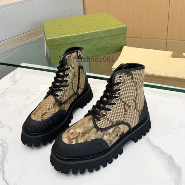 Tasarımcı tuval ayak bileği botları loafer loafer dantel-up boot erkek kadınlar yarı bej boot klasik kadın ayakkabıları kış sonbahar kar botları naylon bot 1.25 03