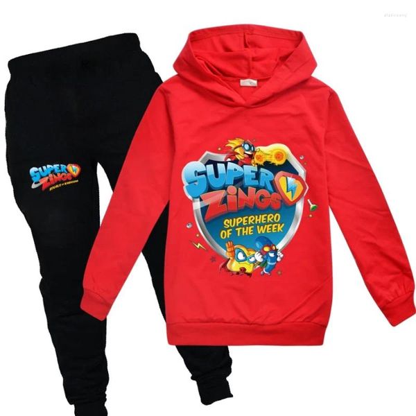 Set di abbigliamento Bambini Cartoon Super Zings Felpe con cappuccio per ragazzo Pantaloni con cappuccio Abbigliamento per bambini per ragazze SuperZings Baby