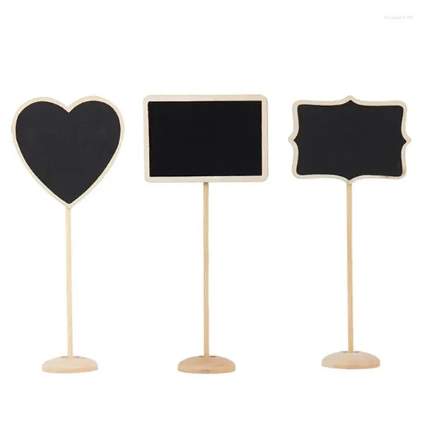 Dekoratif Figürinler 5 PCS Ahşap Mini Blackboard Kara Tahta Stand Yeri Düğün Tablo Numarası İşareti WZPI