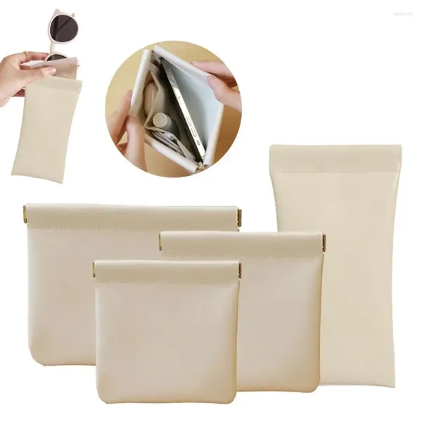 Sacos de armazenamento Bolsa de couro falso Bolsa de batom elegante com acabamento de toque macio Capa durável para mulheres