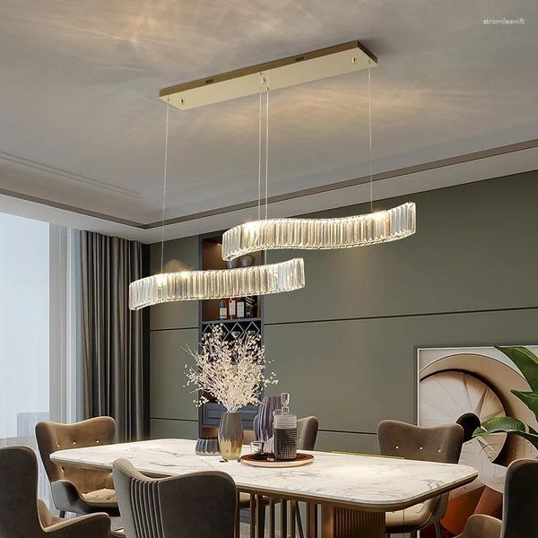 Lâmpadas pendentes samsarah iluminação moderna lustre de luxo sala estar jantar mesa luzes cristal led lâmpada pendurada para decoração casa