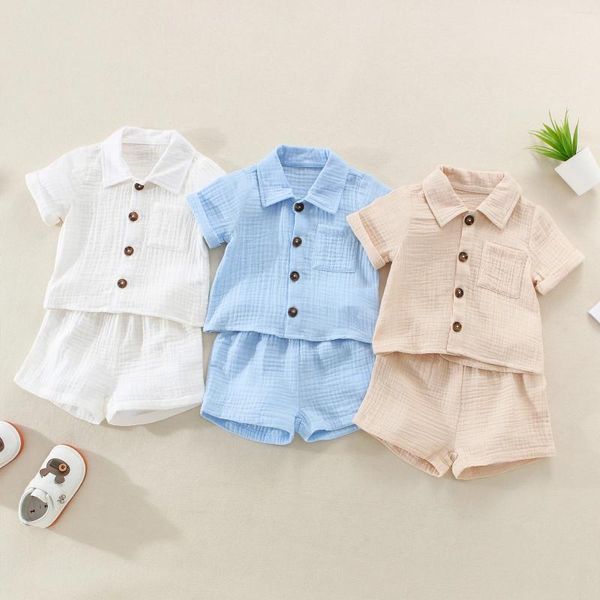 Conjuntos de roupas CitgeeSummer Criança bebê meninos meninas roupas de manga curta botão para baixo lapela camisa shorts conjunto de roupas