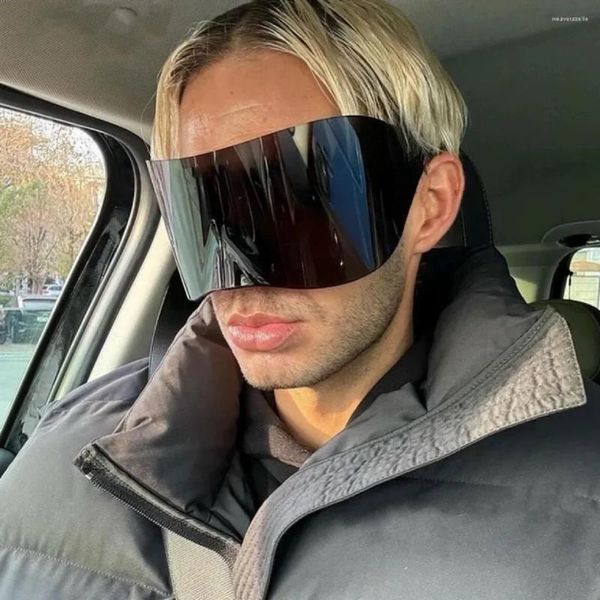 Sonnenbrille Designer Y2k Übergroße Rand Frauen für Männer Vintage Punk Sonnenbrille Vogel Nase Maskierte ein Stück Goggle