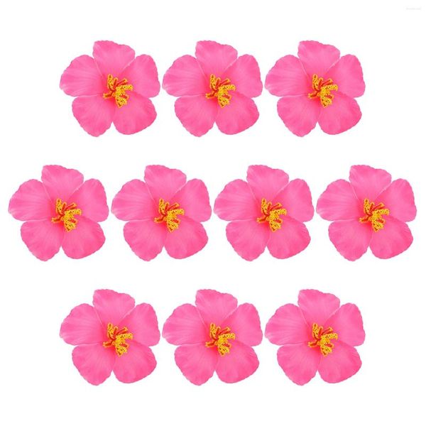 Fiori decorativi 10 pezzi di fiori di ibisco hawaiano Luau tropicale artificiale per realizzare ghirlande di fermagli per capelli