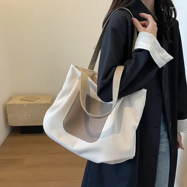 Sacos de noite Grande lona mulheres ombro shopper saco japonês senhoras designer de luxo algodão pano tote para mulher 2024 grandes bolsas femininas