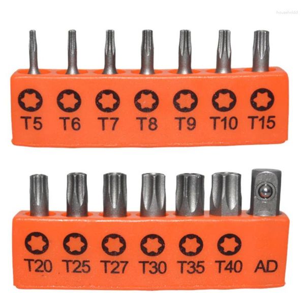 14 pçs conjunto de chave de fenda torx com tira de armazenamento s2 liga de aço 25mm longo bit seis estrela cabeça lote chave de fenda ferramentas manuais 1/4 ad