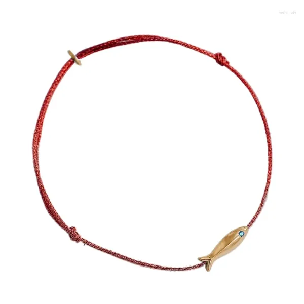 Charme pulseiras fio vermelho sorte pequeno peixe mãe-filho ajustável corda de mão tecida