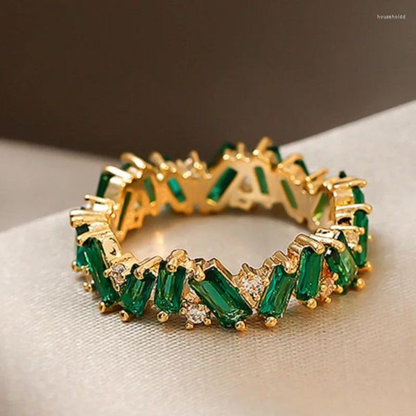 Anelli a grappolo CAOSHI Anello verde brillante con zirconi cubici Gioielli per feste di fidanzamento femminile Noble Lady Moda Cerimonia di nozze Accessori Regalo