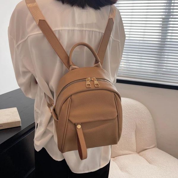 Bel çantaları zarif bayanlar seyahat kolej okulu genç kız su geçirmez pu deri kadın sırt çantası basit mini