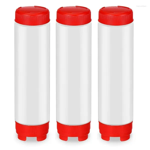 Bottiglie di stoccaggio Dispenser a valvola grande con punta ricaricabile in plastica da 16 Oz per salse Ketchup