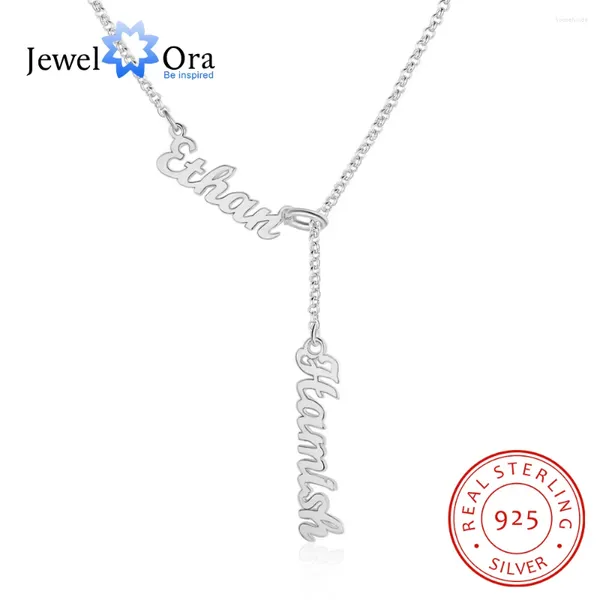 Ciondoli JewelOra Collane personalizzate con targhetta in argento sterling 925 per donne Regali personalizzati con 2 nomi S925