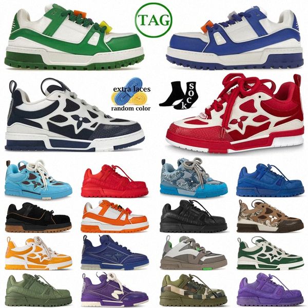 Trainer maxi Skate Sneaker Verde Azul Marinho Branco Vermelho Bege Marinho Preto Laranja Marrom Pele de Cobra Camurça Cinza Damoflage Damier Cáqui Amarelo Violeta Sapatos Casuais