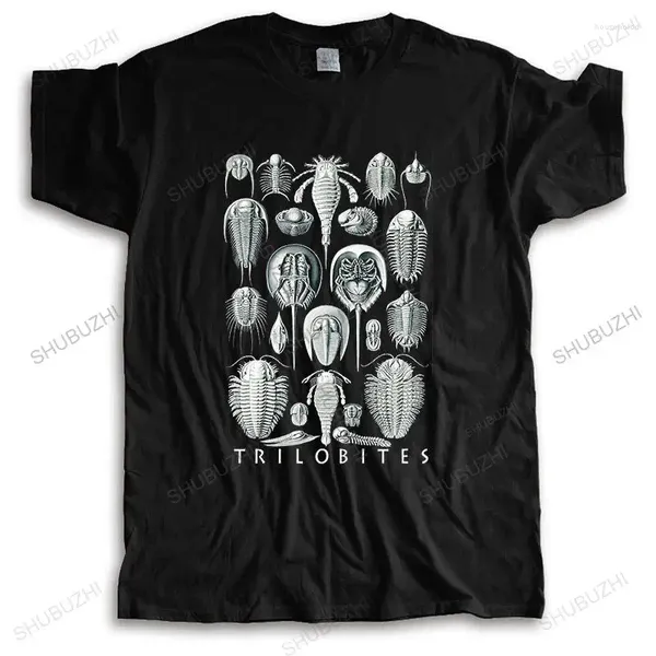 Herren-T-Shirts, Herren-T-Shirt mit Rundhalsausschnitt, Baumwoll-Marken-T-Shirt, schwarzes Trilobiten-T-Shirt von Haeckel, Fossilien, Geologie, kurzärmeliges T-Shirt mit Aufdruck