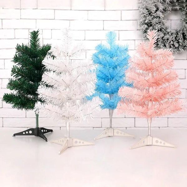 Decorações de Natal Árvore Artificial PVC Material 45cm Azul Rosa Verde Nua Mini Decoração de Cena