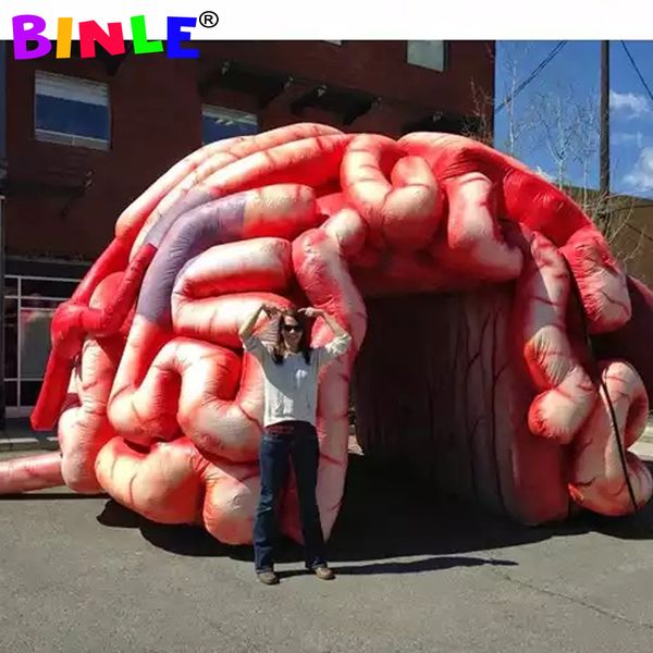 Atacado realista 4mH (13,2 pés) com soprador modelo de cérebro inflável gigante colorido promocional tenda de túnel cerebral com medo para exibição médica