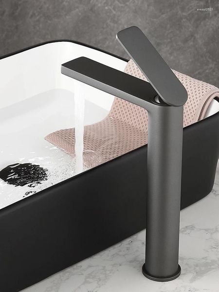 Rubinetti per lavabo da bagno Rubinetto per lavabo e lavabo freddo da appoggio in rame pieno nero