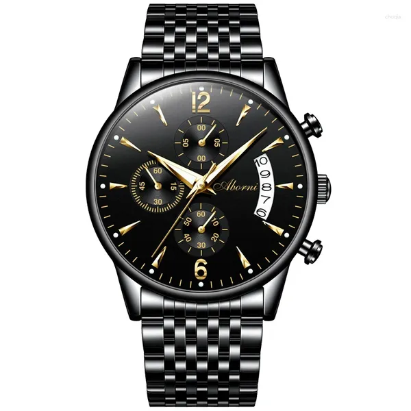 Armbanduhren Hochwertige und modische Herrenuhr mit rundem Zifferblatt und Business-Uhrenstil, Top-Luxus-wasserdichter Quarz