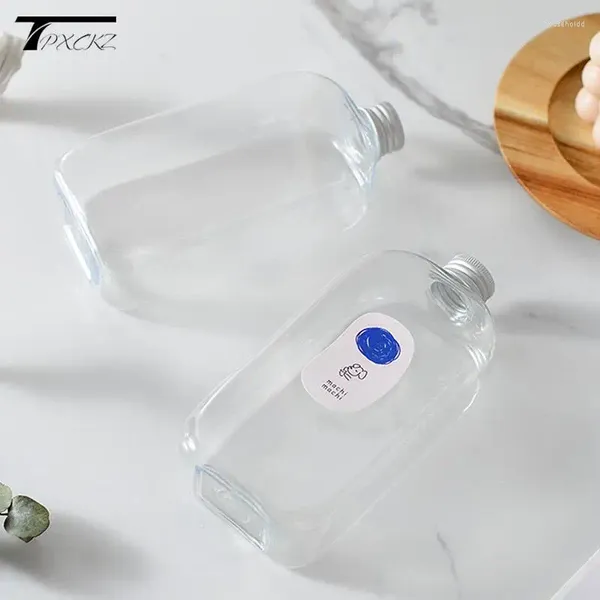 Wasserflaschen 1 Stück 400 ml flache quadratische Flasche Getränkemarke und hochwertige Safttasse Milchtee kalt