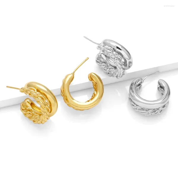 Orecchini posteriori FLOLA Chunky Round Twist Clip On per le donne Polsini per le orecchie placcati in oro/argento impiombati in rame Polsini per le orecchie grandi gioielli regalo Ersr03