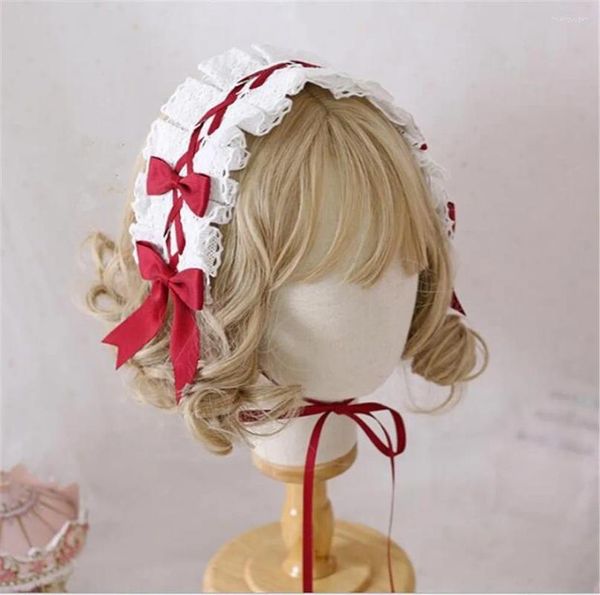 Articoli per feste Lolita Girl Fascia per capelli in pizzo Bowknot Copricapo Cosplay Principessa Fascia per capelli Accessori per forcine B1305