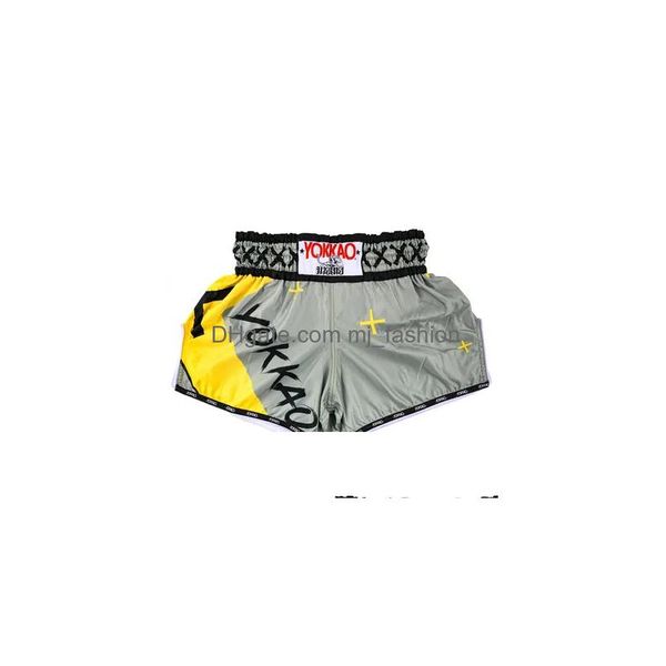 Pantaloncini da boxe Yokkao Muay Thai Pantaloncini da combattimento Pantaloni da allenamento Sport da spiaggia Asciugatura rapida Traspirante Modello blu 221025 Consegna di consegna Superare Dhv9U