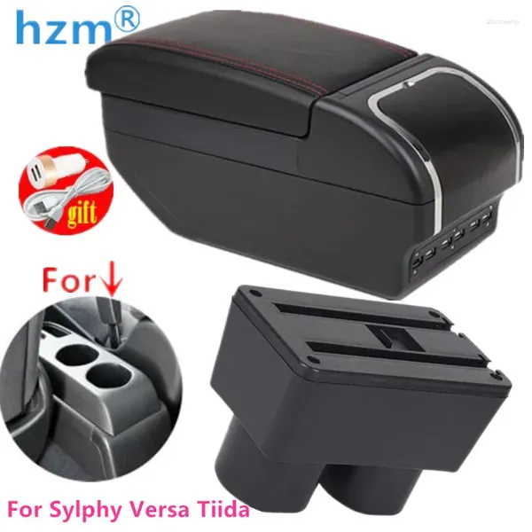 Innenzubehör für Nissan Tiida Armlehne Sylphy Versa Latio Autobox PU-Leder Nachrüstteile Aufbewahrung 2007–2024