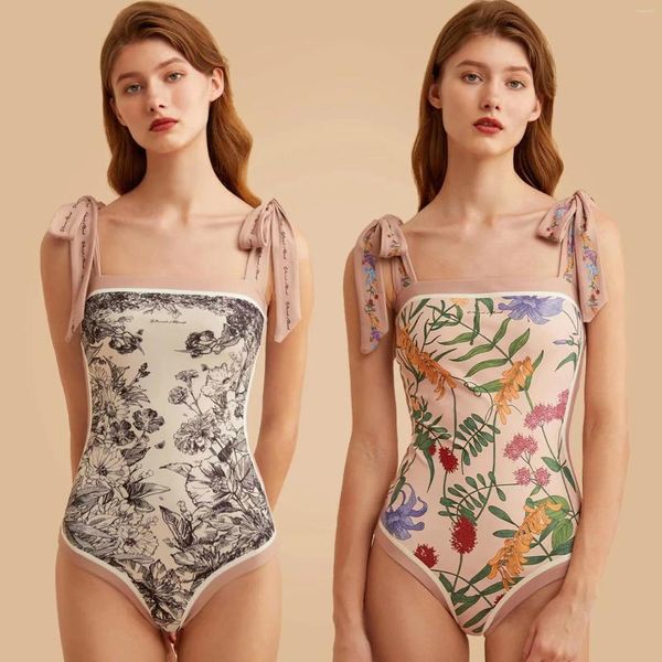 Damen Bademode Badeanzug Frau 2024 Bikinis Sets Doppelseitiger Druck Zweiseitige Einteilige Kleidung Monokini Frauen Schwimmen Badeanzüge