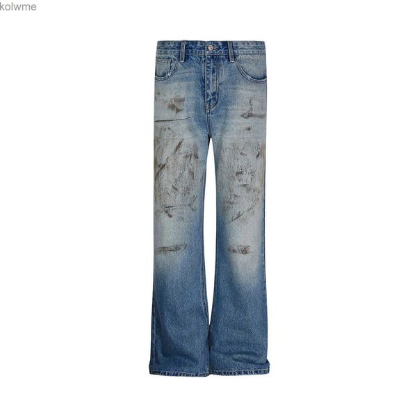 Jeans masculinos madeextreme vintage lavagem angustiado jeans solto perna larga baggy hip hop sujo ajuste y2k jeans masculinos yq240205