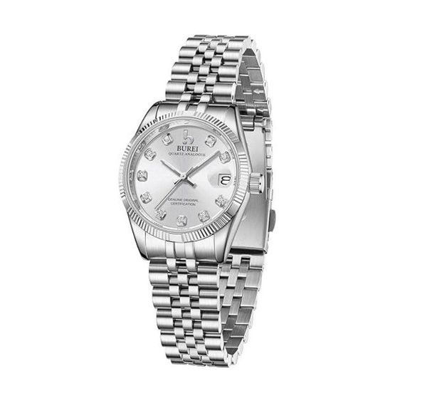 BUREI Orologio da donna da lavoro con data giornalieraOrologio analogico al quarzo per donna Orologio con bracciale in acciaio inossidabile oro argento Orologi da donna alla moda impermeabili