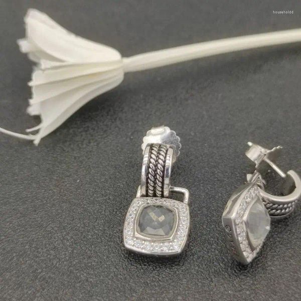 Ohrstecker DAVID.ManYur American Luxury Brand Jewellery Hochwertiges 925er Silber, viereckiges Diamantknopf-Drahtstück