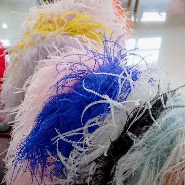 50 г 2 м натуральные розовые окрашенные в страусовые перья Боа Плюма для шарф -шарф ленты Свадебная вечеринка сцены швейные платья