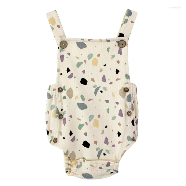 Strampler Born Ärmellos Ropmer Baumwolle Sommer Baby Jungen Mädchen Overalls Body Weiche Säugling Bunte Stein Druck Overall Kinder Outfits