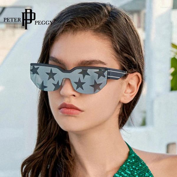 Güneş gözlüğü moda yıldızlar marka tasarımı 2024 kare yarım çerçeve kadın erkekler erkek bayanlar açık spor güneş gözlükleri tonları uv400