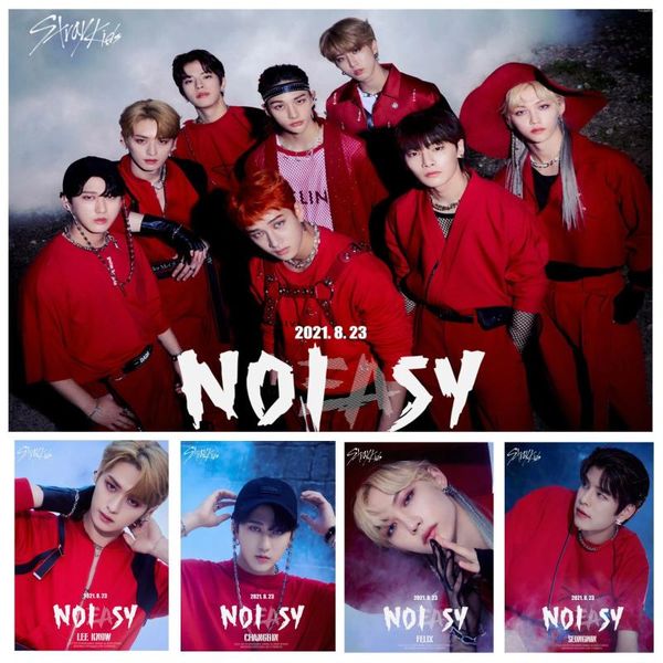 Pinturas Kpop Stray Kids Poster Álbum NOEASY Adesivos de Parede HD Po Imprimir Coreano Moda Bonito Meninos Imagem Fãs Presentes