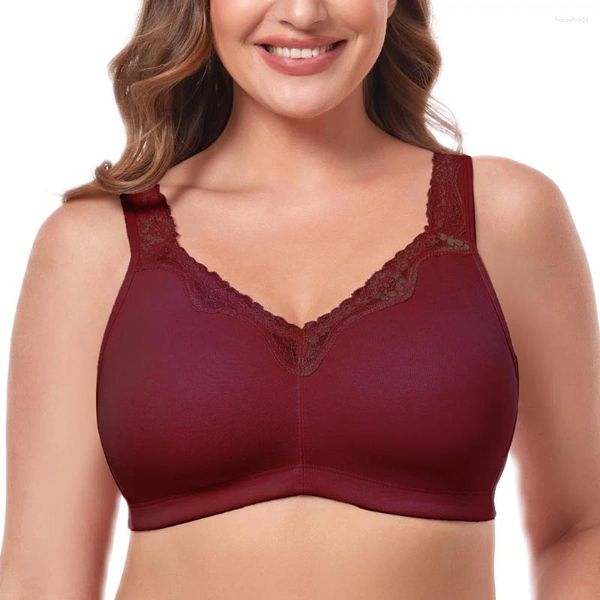 Sutiãs TELIMUSSTO Mulheres Sem Costura Não-acolchoado Sutiã de Algodão Cobertura Completa Suave Fio-Free Plus Size Sleep Underswear Conforto Alças Largas