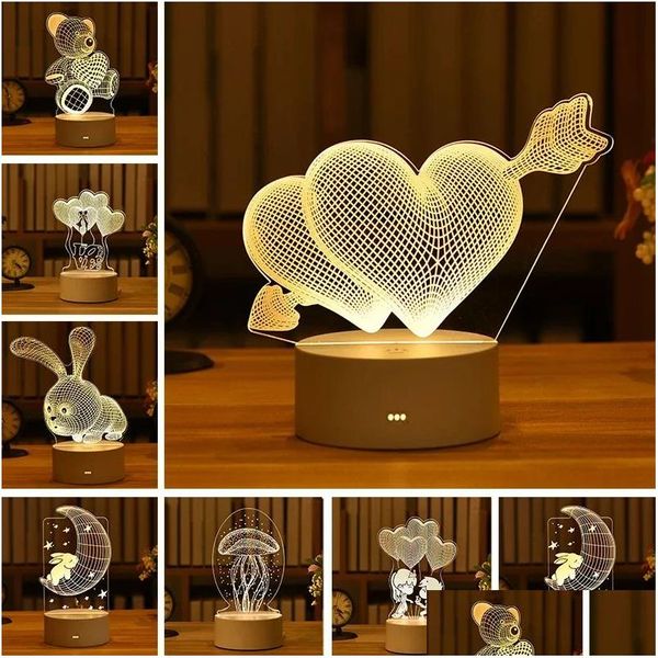 Party-Dekoration, romantische Liebe, 3D-Lampe, herzförmiger Ballon, Acryl-LED-Nachtlicht, dekorativer Tisch, Valentinstag, Schatz, Ehefrauen, Dhpc5