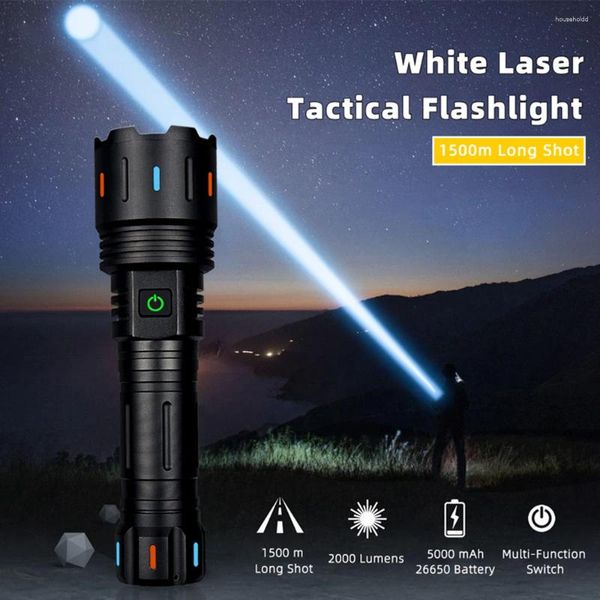 Taschenlampen Taschenlampen 2024 weiße Spotlight LED Taschenlampe LEP Super Long S Lighting Outdoor Typ-C USB wieder aufladbare 50W Taktische Blitzlicht