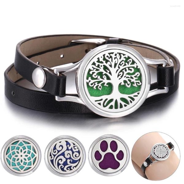 Braccialetti con ciondoli Albero della vita Bracciale in pelle per aromaterapia Diffusore Gioielli Goccia di aroma di profumo di olio essenziale