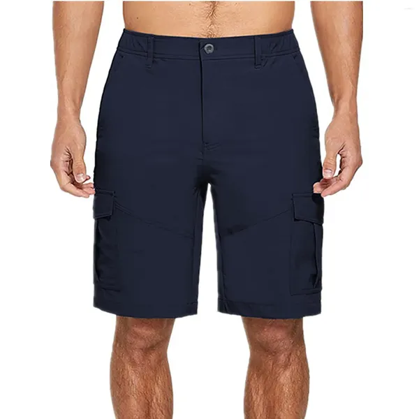 Pantaloncini da uomo Pantaloni cargo larghi estivi maschili Vita semi elastica Tasca con cerniera Pantaloni sportivi Pannelli Pantaloni Taglie forti