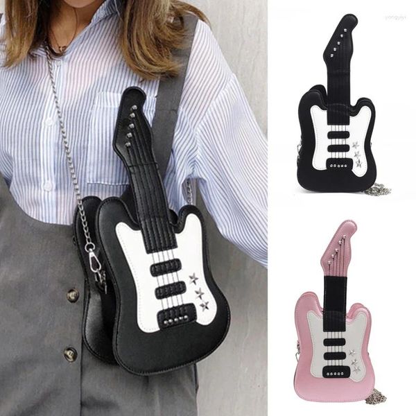Abendtaschen Damen Umhängetasche Mini Gitarrenform Umhängetasche Frauen Niedlich Messenger 2024 Kreative Persönlichkeit Pu