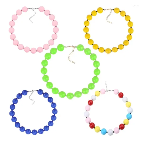 Gargantilha de resina com miçangas grossas, pulseira de acrílico com miçangas, colar fashion, joias, presente para mulheres, adolescentes e meninas