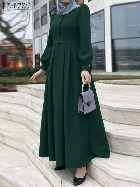 Abbigliamento etnico ZANZEA Vintage Manica lunga Musulmano Abaya Vestito estivo Donna Autunno Hijab Abito Robe Femme Casual Ramadan Turchia Abiti islamici