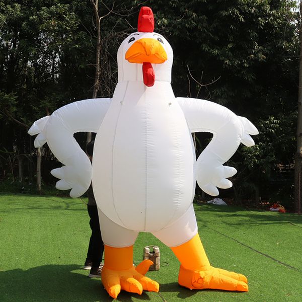 5mh (16,5 pés) atacado festival personalizado realista gigante galo inflável/galo animal/publicidade frango com ventiladores de ar